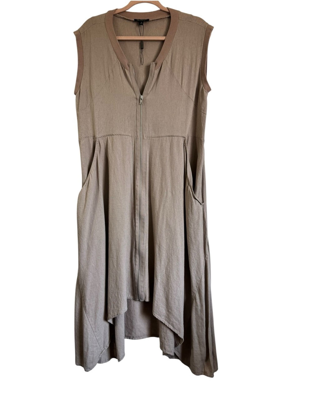 For Cynthia Sleeveless linen-blend dress with pockets Lagenlook Minimalist Sz M